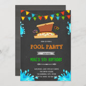 Pizzapool-Party Einladung (Vorne/Hinten)