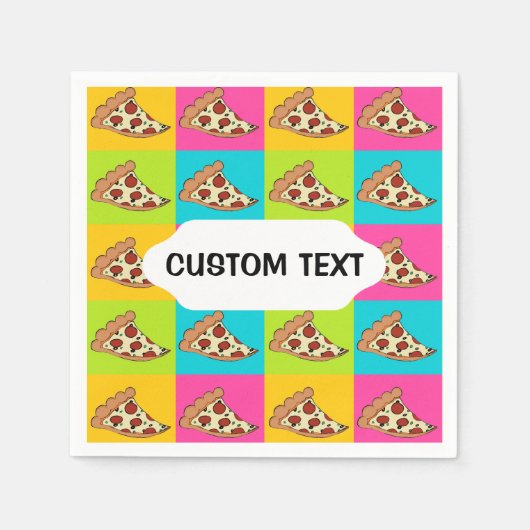 Pizzas geschnitten Cocktailserviette Serviette (Vorderseite)