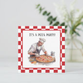 Pizzas-Party für coole Koch Einladung (Stehend Vorderseite)