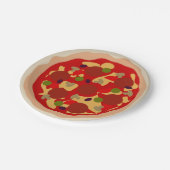 Pizzas Pepperoni mit Nüchtern-Party-Papier-Teller Pappteller (Schrägansicht)