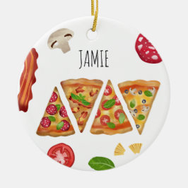 Pizzas-Slices-Muster-Individuelle Name Keramik Ornament