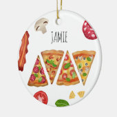 Pizzas-Slices-Muster-Individuelle Name Keramik Ornament (Links)