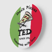 Pizzas von Vater Große Wanduhr (Winkel)