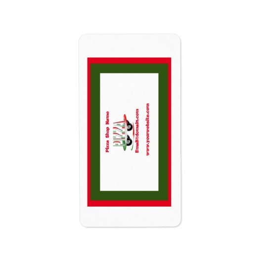 Pizzaservice, rot-grün, personalisiert adressaufkleber (Vorne)