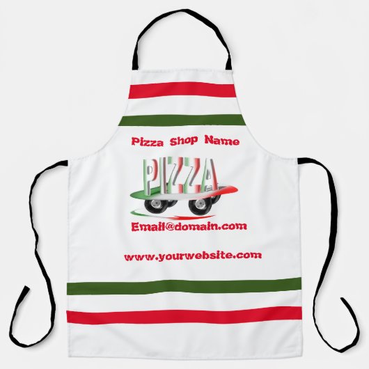 Pizzaservice, rot-grün, personalisiert schürze (Vorderseite)