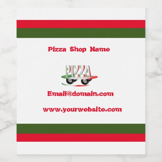 Pizzaservice, rot-grün, personalisiert weinetikett (Einzelnes Label)