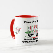 Pizzaservice, rote, grüne Visitenkarte - Tasse (Vorderseite Links)