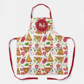 Pizzaslices-Muster Italienisches Monogramm Schürze (Vorderseite)