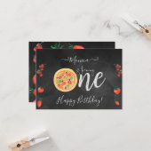 Pizzaspass, erster glücklicher Geburtstag Karte (Vorderseite/Rückseite Beispiel)