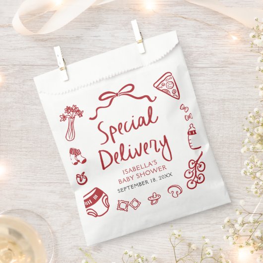 Pizzaspezialzustellung Kinderdusche Geschenktütchen (Ausgeschnitten)