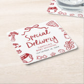 Pizzaspezialzustellung Kinderdusche Rechteckiger Pappuntersetzer (angewinkelt)