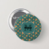 Pizzastücke im Retro-Teal-Muster mit Monogramm Button (Vorne & Hinten)