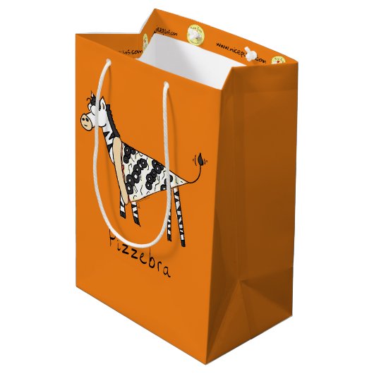 Pizzebra Pizza Zebra Geschenktasche Mittlere Geschenktüte (Rückseite Schrägansicht)