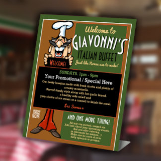 Pizzeria Italienisches Restaurant Sondermenü Promo Sockelschild