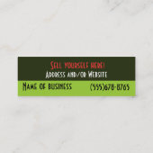 Pizzeria-Kochs-Italiener-Restaurant Mini Visitenkarte (Rückseite)