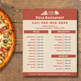 Pizzeria Menu & Price List Flyer