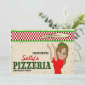 Pizzeria-Party-Mädchen Einladung (Stehend Vorderseite)