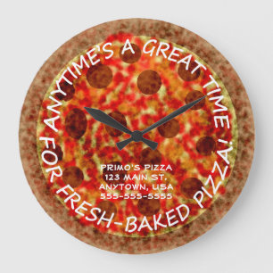 Pizzeria Pepperoni Pizza Custom Wall Clock Name Große Wanduhr