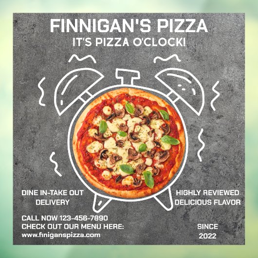 Pizzeria Pizza O Clock Pizza Fensteraufkleber (Blatt 3)