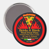 Pizzeria Promo mit Holzfaser individuell gestalten Magnet (Vorderseite/Rückseite)