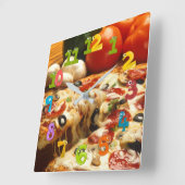 Pizzeria Quadratische Wanduhr (Winkel)