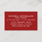 Pizzeria Red Banger Business Card Visitenkarte (Rückseite)