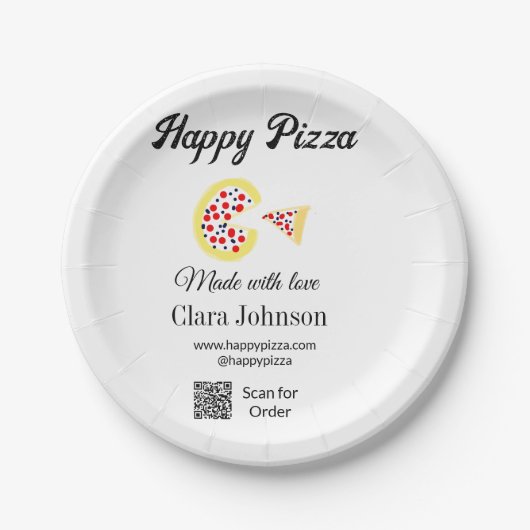 Pizzeria Restaurant Café Pizzeria Scan QR-Code bes Pappteller (Vorderseite)
