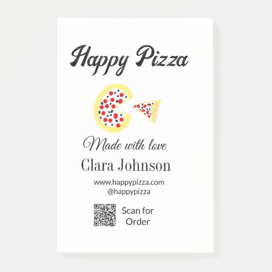Pizzeria Restaurant Cafe Pizzeria Scan QR-Code bes Post-it Klebezettel (Vorderseite)