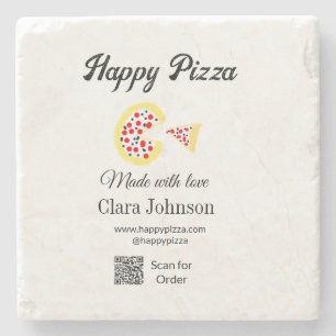Pizzeria Restaurant Café Pizzeria Scan QR-Code bes Steinuntersetzer