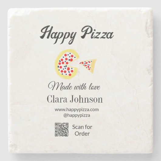 Pizzeria Restaurant Café Pizzeria Scan QR-Code bes Steinuntersetzer (Vorderseite)