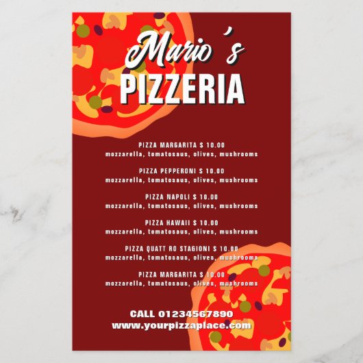 Pizzeria-Restaurant-Menü-Flugblatt-Vorlage Flyer (Vorne)