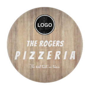 Pizzeria Rustic Wood Business Logo Schneidebrett