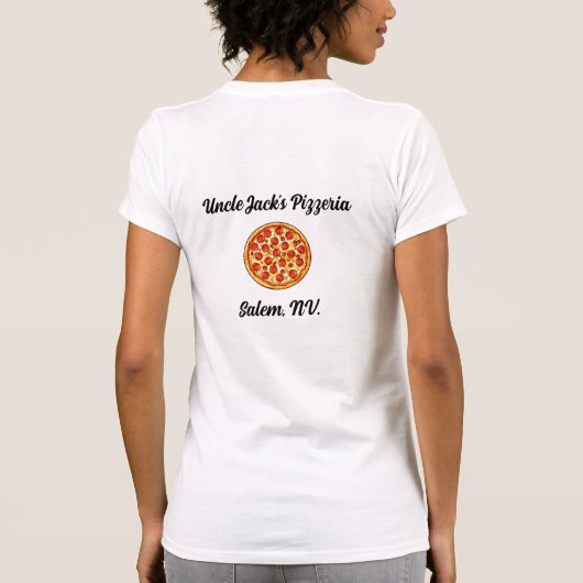 Pizzeria Uniform Vollständig anpassbarer Text T-Shirt (Rückseite)