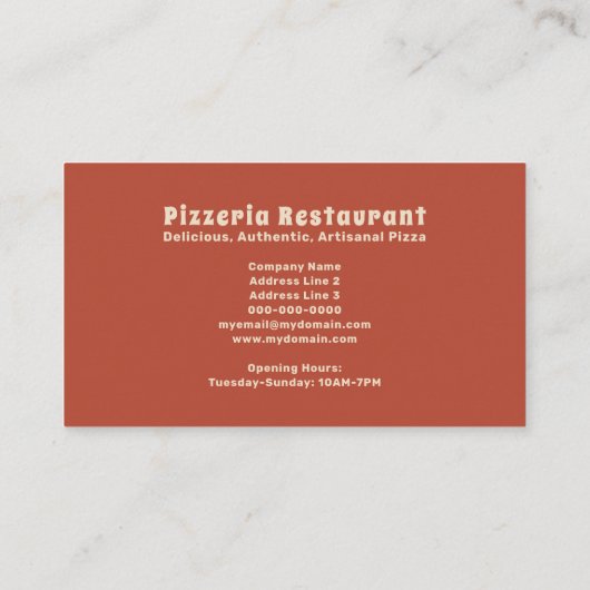 Pizzeria Visitenkarte (Rückseite)