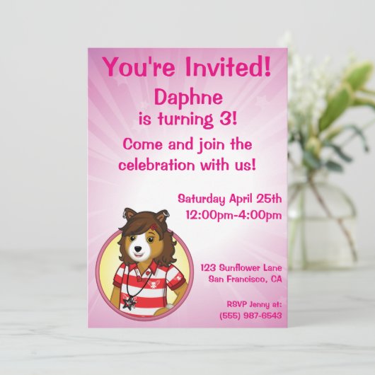 Pj-Collie Einladung (Stehend Vorderseite)