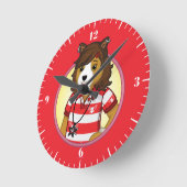 Pj-Collie Runde Wanduhr (Winkel)