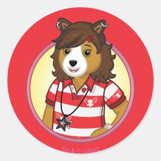 PJ Collie Runder Aufkleber (Vorderseite)