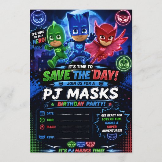 Pj Mask Einladung (Vorderseite)