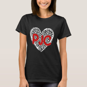 PJC Red Initials Leopard Cheetah Heart Trendy Wome T-Shirt