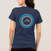 PJK Women's Navy Bella+Canvas / logo & dolphin / Tri-Blend Shirt (Rückseite)