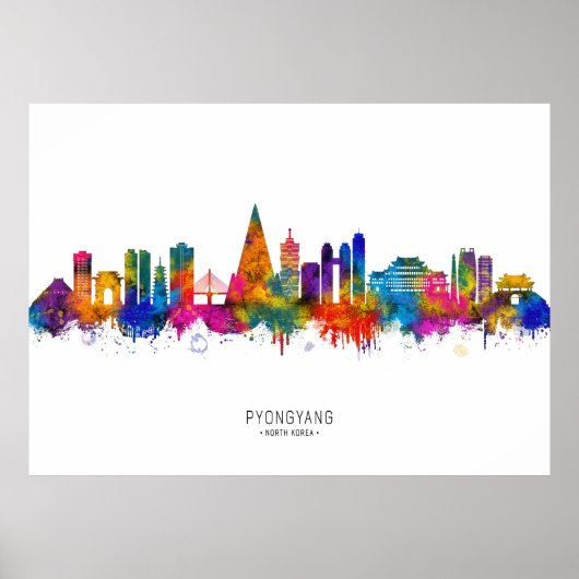 Pjöngjang Nordkorea Skyline Poster (Vorne)