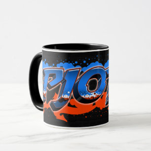 Pjotr Vorname Name Graffiti blue orange Tasse