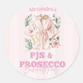 Pjs und Prosecco Bachelorette Runder Aufkleber (Vorderseite)