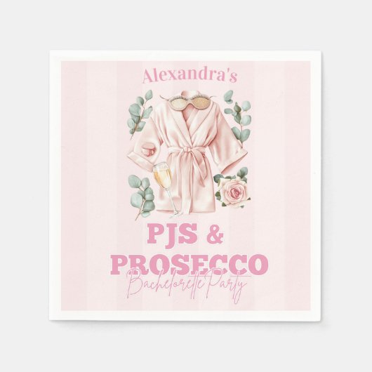 Pjs und Prosecco Bachelorette Serviette (Vorderseite)