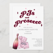 PJs und Prosecco Pajamas-Junggeselinnen-Abschied Einladung (Vorne/Hinten)