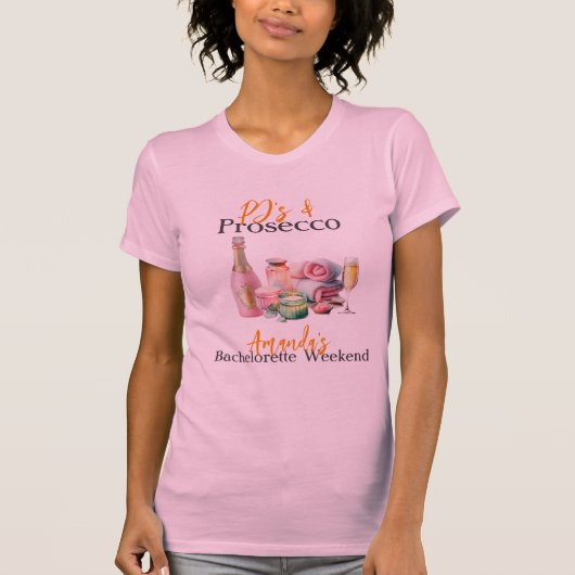 Pjs und Prosecco Pink Wellness-Center Junggeselinn T-Shirt (Vorderseite)