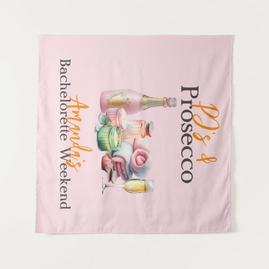 Pjs und Prosecco Pink Wellness-Center Junggeselinn Wandteppich (Vorderseite (Horizontal))