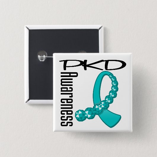 PKD Awareness Gemstone Ribbon Button (Vorne & Hinten)