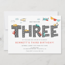 Pkw & Lkw Stadtverkehr DRITTER Geburtstag Einladung