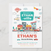 Pkw & Lkw Stadtverkehr Geburtstagsparty Einladung (Vorderseite)